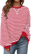 Striped Oversized Sweatshirt Color Block Crew Neck (Style GRMT)