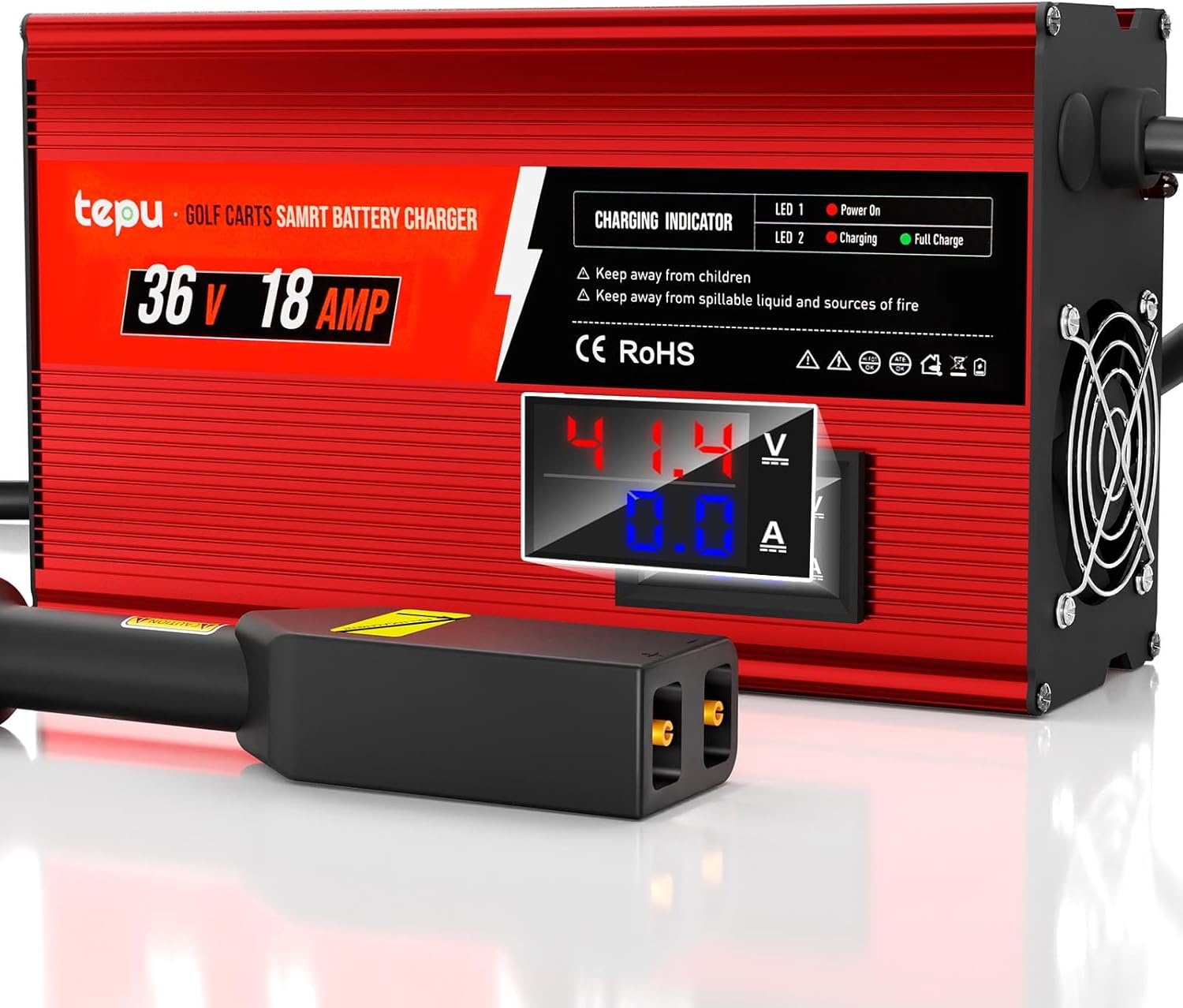 Fast Charge 36V Golf Cart Charger for EZGO TXT | Voltage Screen | Full Charge in 4-6 Hours