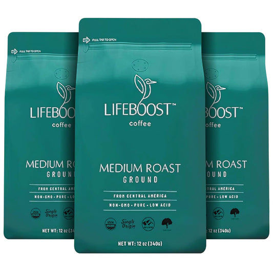 Low Acid USDA Organic Ground Coffee Trio - Lifeboost