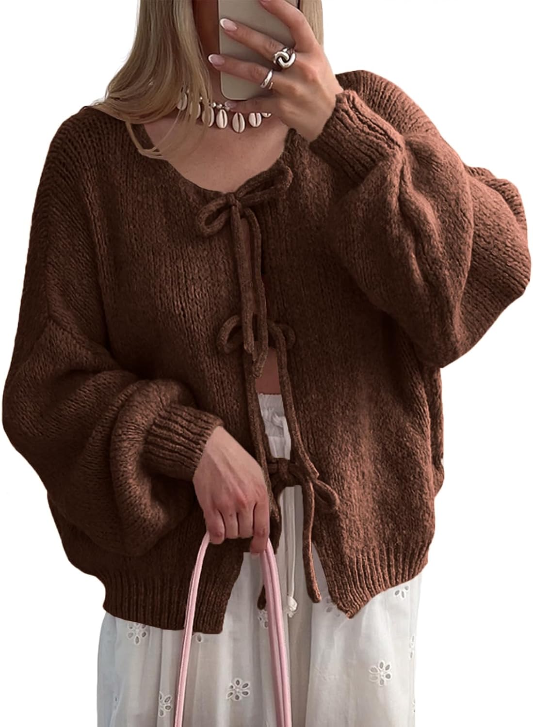 UNCLECAT Womens Bow Tie Front Cardigan for Stylish Fall Looks