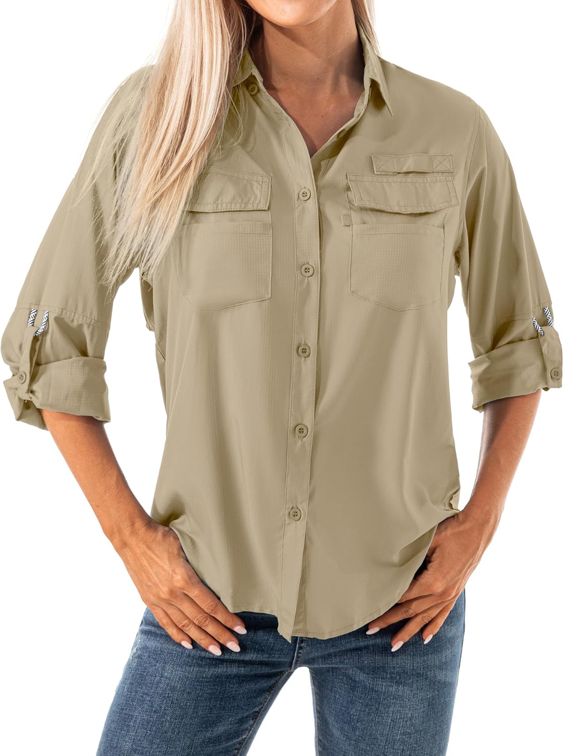 Women's Quick Dry Sun UV Protection Convertible Long Sleeve Shirts