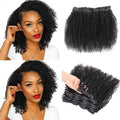 Kinky Curly Clip In Hair Extensions 18 in - Natural Black Curly
