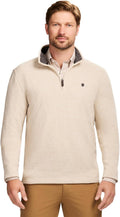 Men's Quarter Zip Sweater Fleece - LT Grey Hthr - Eco Sueded
