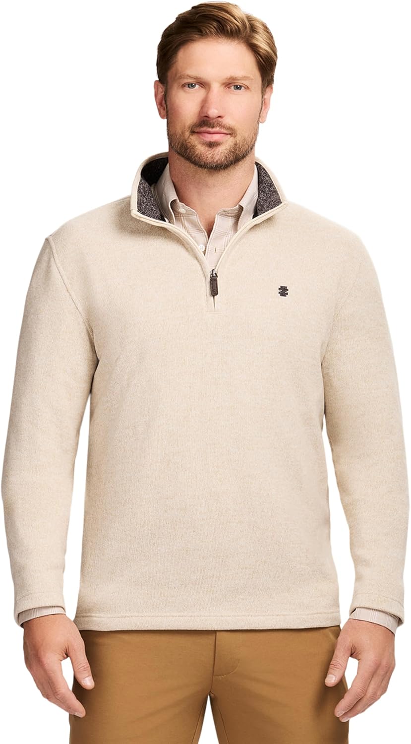 SWEATER FLEECE QUARTER ZIP in LT GREY HTHR for Fall Style