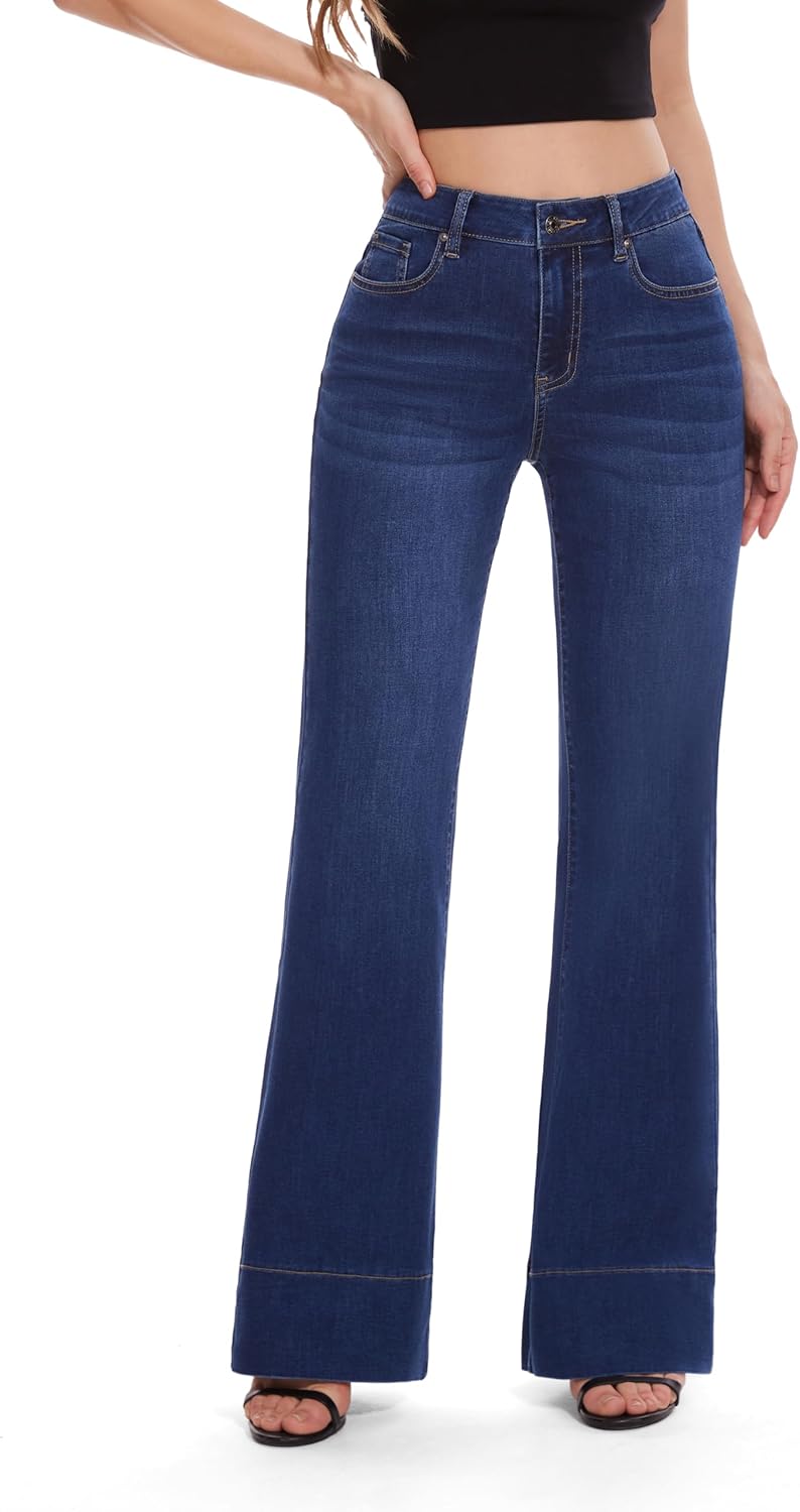 FLYING BANANA Women's Flare High Waisted Bell Bottom Jeans