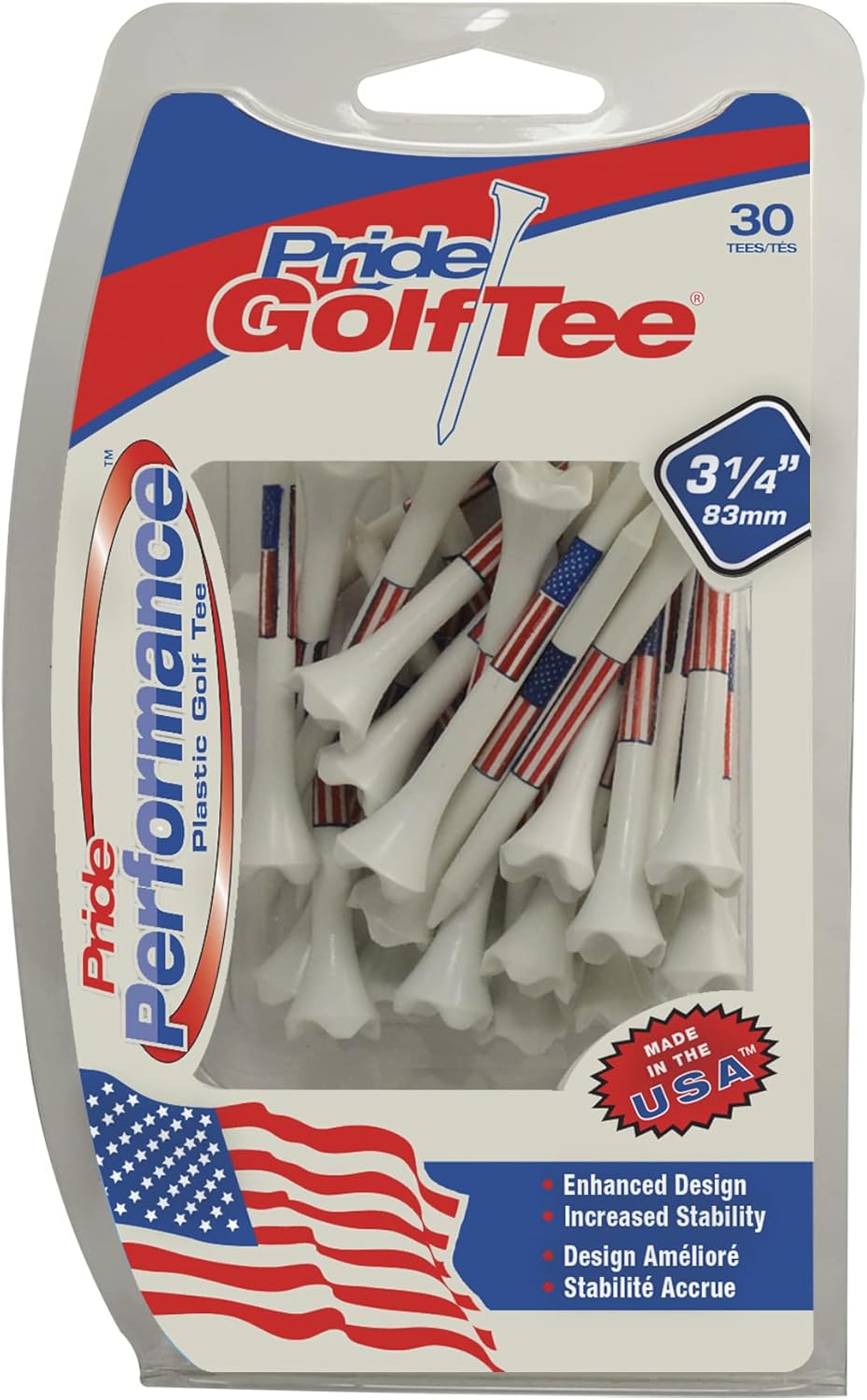 30 Count White 3-1/4 Inch Pride Golf Tees: Ultimate Teeing Precision