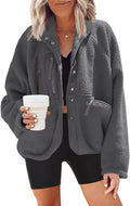 Nirovien Womens Fuzzy Fleece Jacket Button Down Sherpa Coat - Cozy gym
