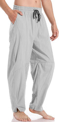 Cotton Linen Pants Elastic Drawstring Waist Lightweight Summer Beach