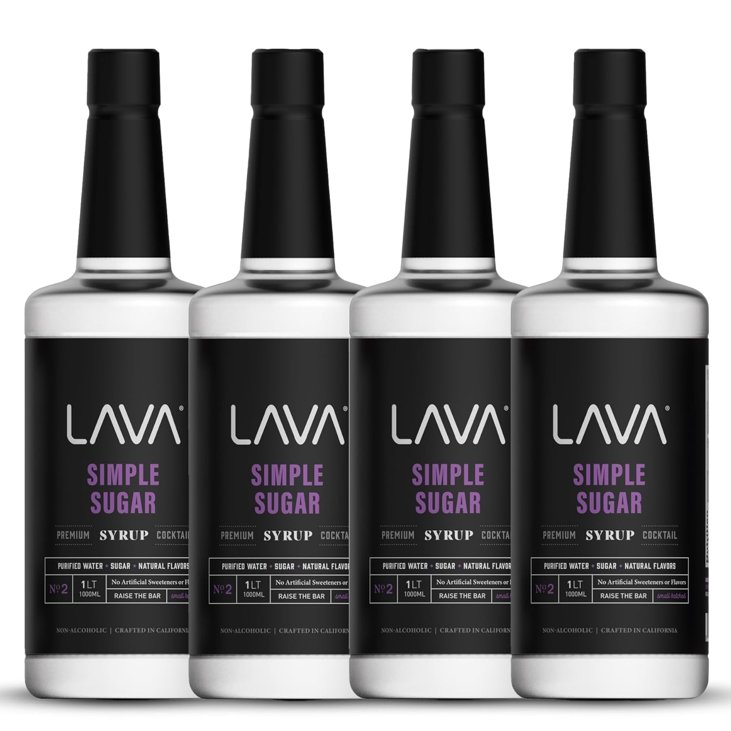 LAVA Premium Simple Syrup for Cocktails - 4-Pack, 33.8oz