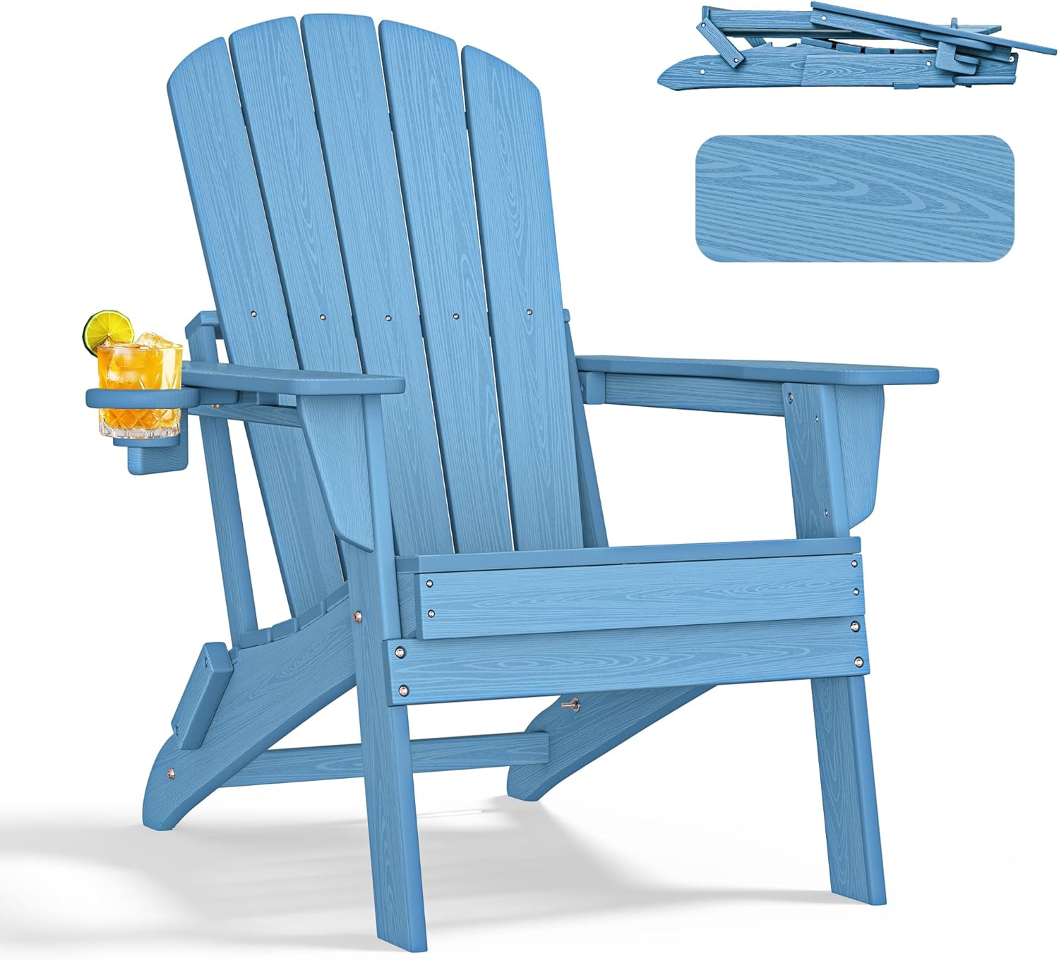 Folding Adirondack Chair with Cup Holder for Ultimate Comfort