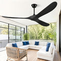 60 in Ceiling Fans Without Light - Solid Wood 3-Blade with Remote