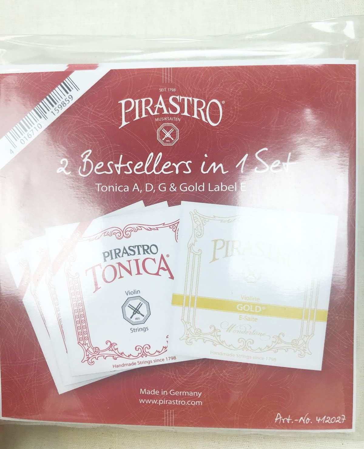 Tonica Violin Strings Set with Gold Label E Strings for 4/4 Size