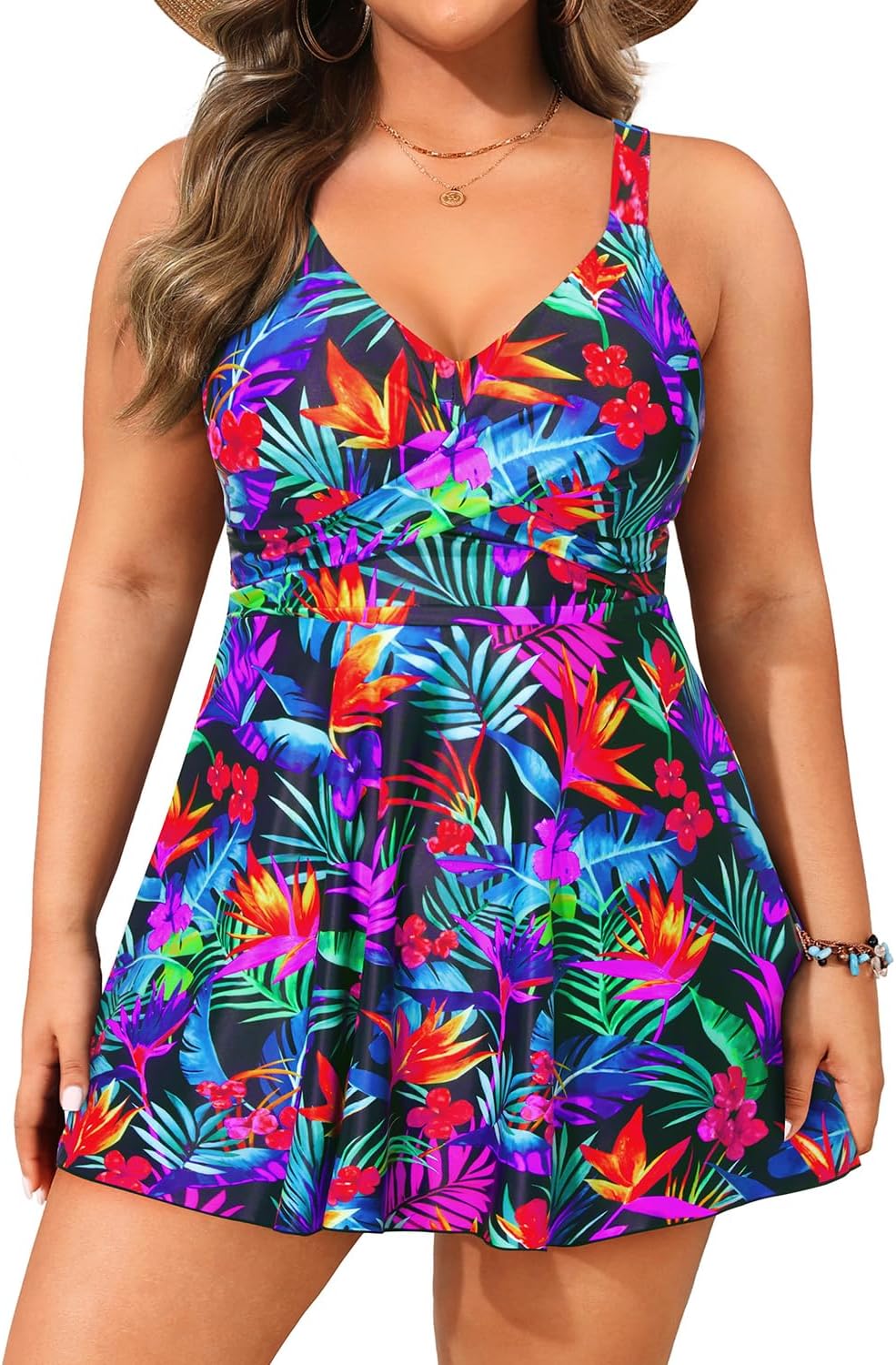 Aqua Eve Plus Size Swim Dress - Stylish Two Piece Tankini