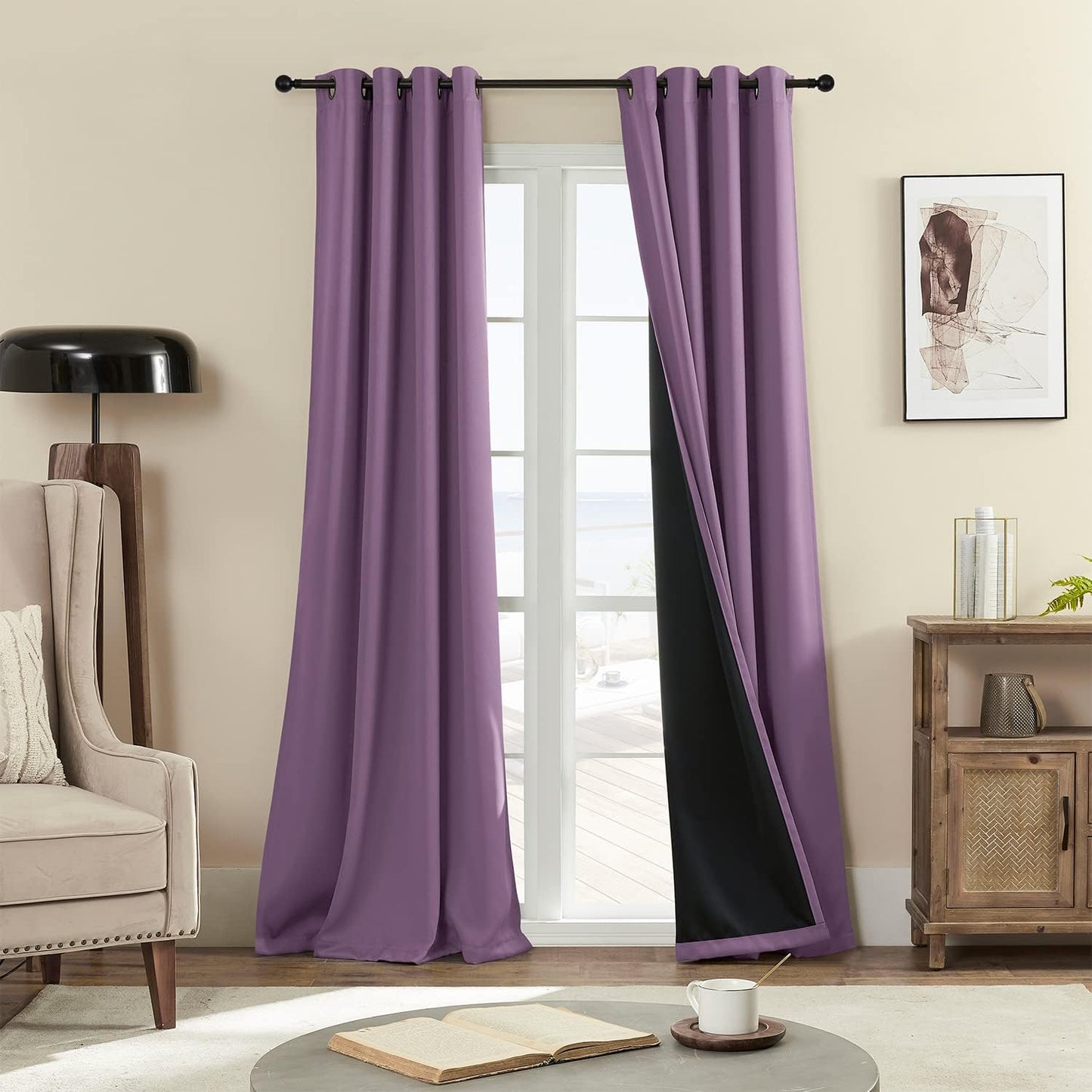 Rutterllow 100% Blackout Curtain Set for Total Room Darkness