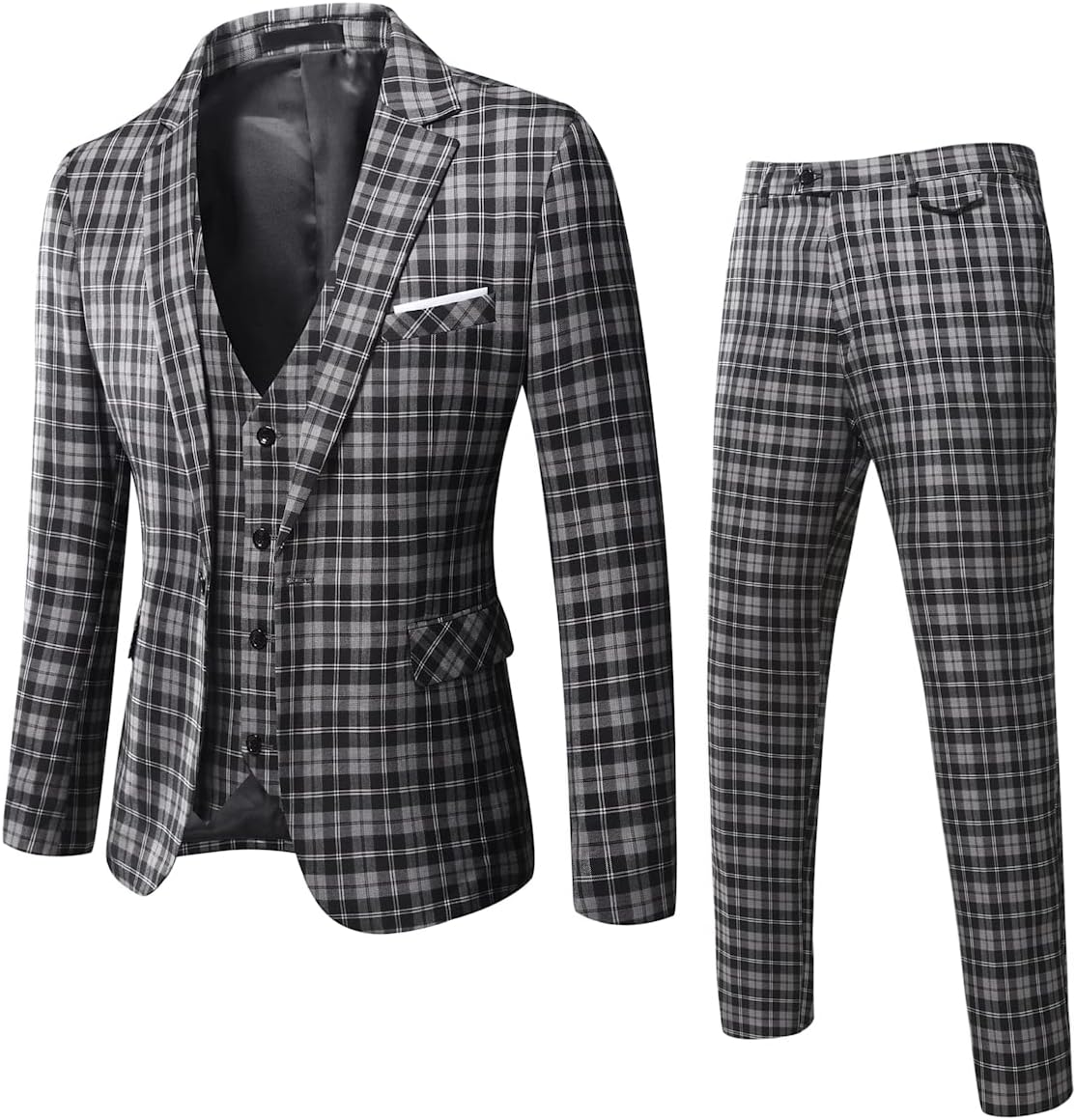 WULFUL Mens Slim Fit Suit for Weddings and Business Events