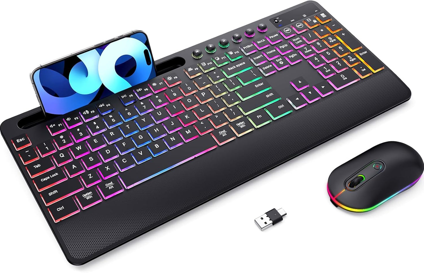 Ultimate Dual System Wireless Keyboard & Mouse - RGB Backlit, Rechargeable, Ergonomic Design