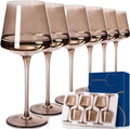 Smokey Sand Wine Glasses Set of 6 18oz - Colorful Hand-Blown Drinkware