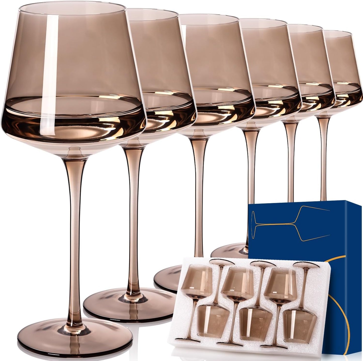 Smokey Sand Wine Glasses Set of 6 for Elegant Wine Moments