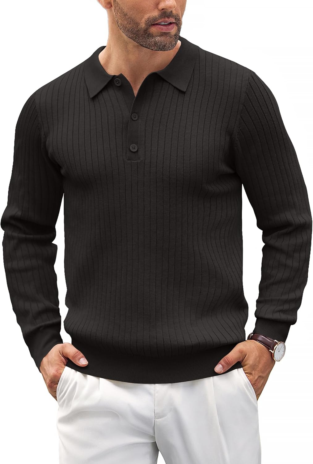 COOFANDY Mens Knit Polo Shirts for Casual and Golf Wear