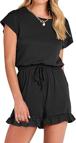 ANRABESS Women's Summer Crewneck Casual Loose Jumpsuit Outfit