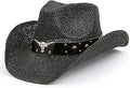 TOVOSO Straw Cowboy Hat for Men and Women with Shapeable Brim