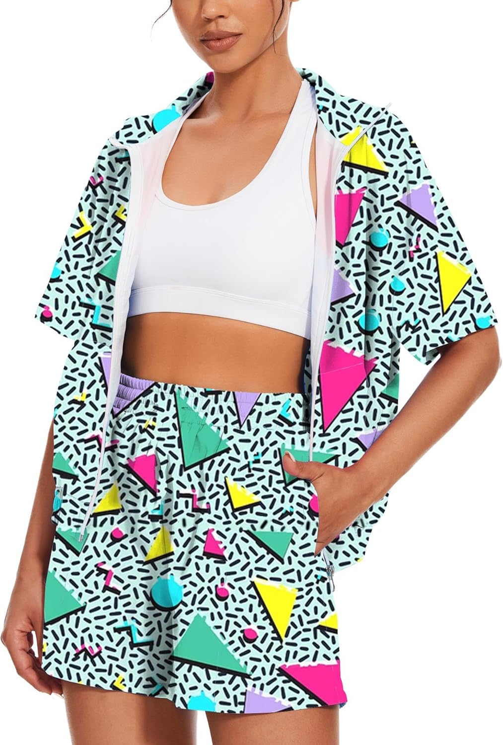 UOUA Women's 80s Color Block Outfits for Fun Summer Vibes