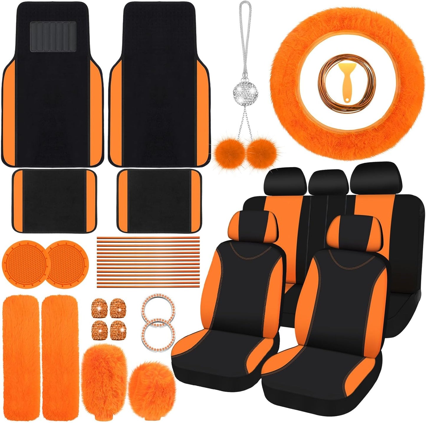 Woanger 47 Car Seat Cover Full Set for Women with Plush Design
