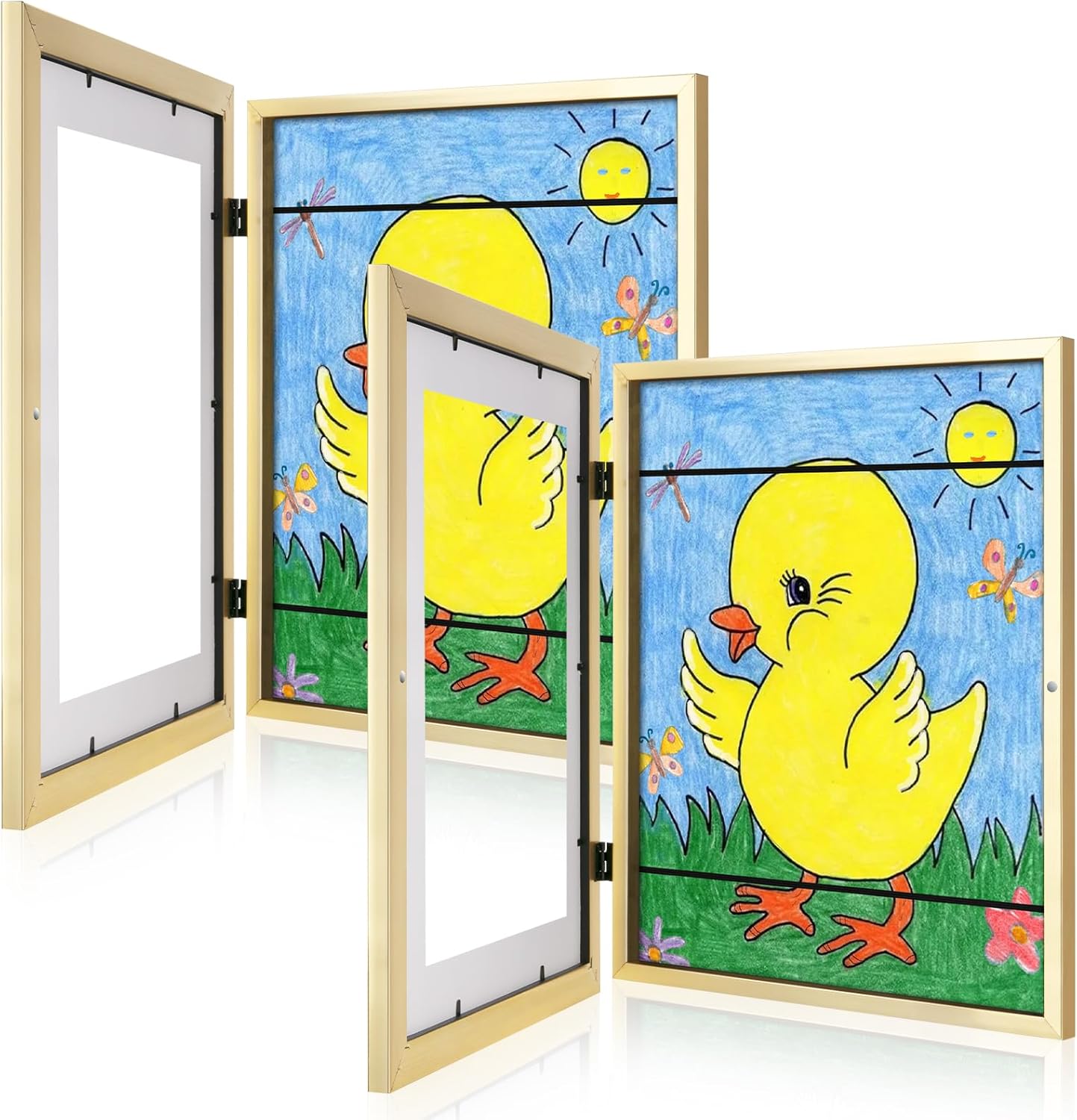 Kids Art Frames for 11x14 Artwork - Changeable Gold Display