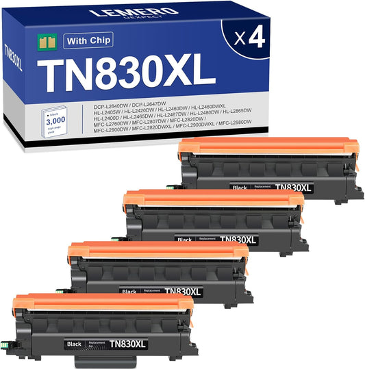 High-Yield TN830XL Toner 4-Pack for Brother Printer