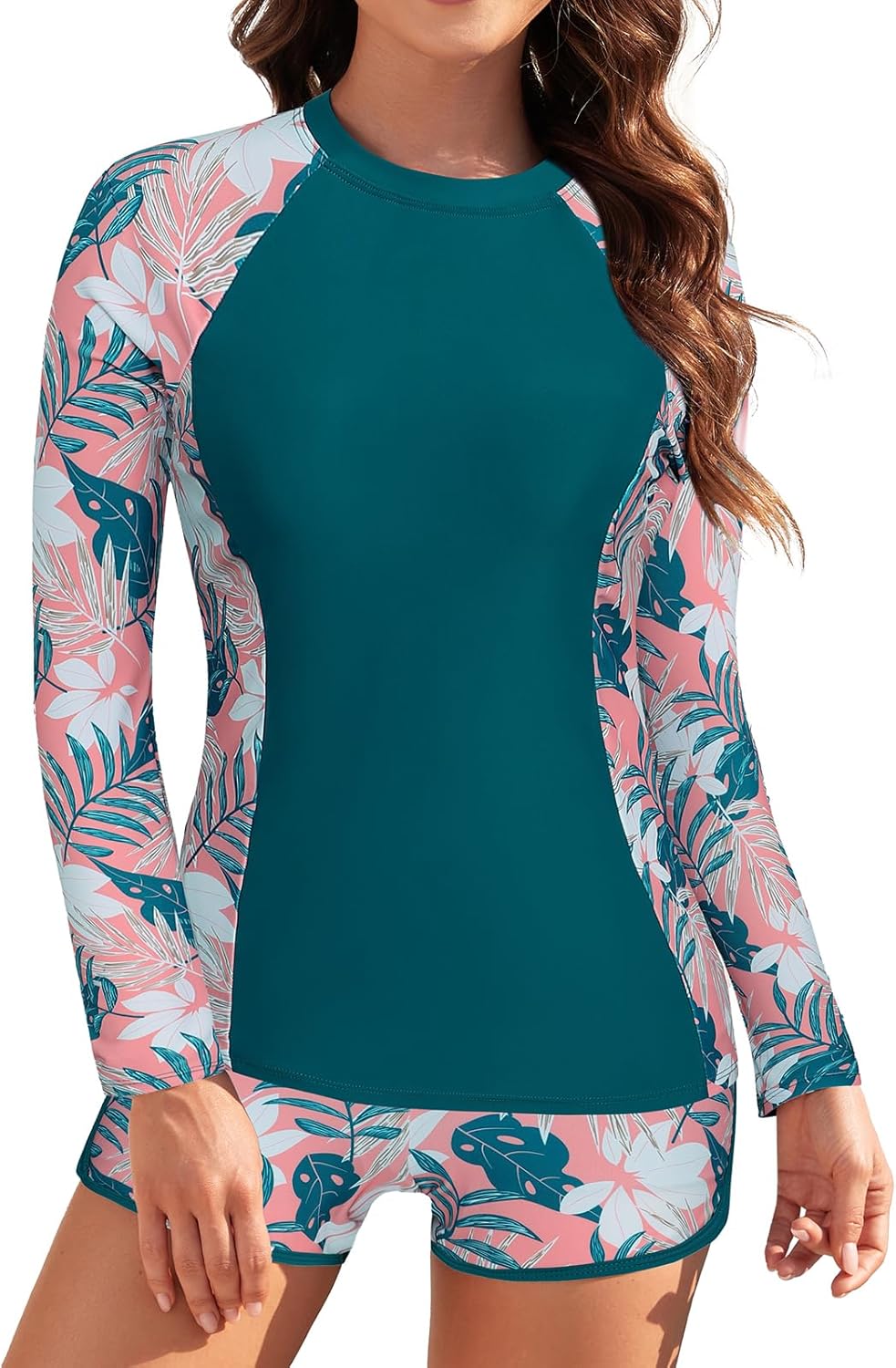 JASAMBAC Womens Rash Guard UV Protection Long Sleeve Swimsuit
