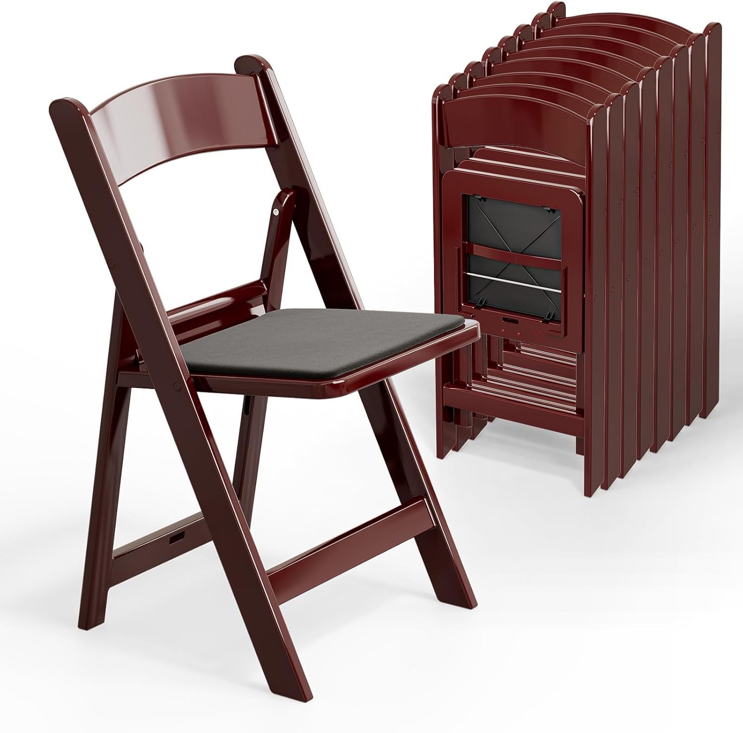 VINGLI Resin Folding Chairs with Cushion for Events and Parties