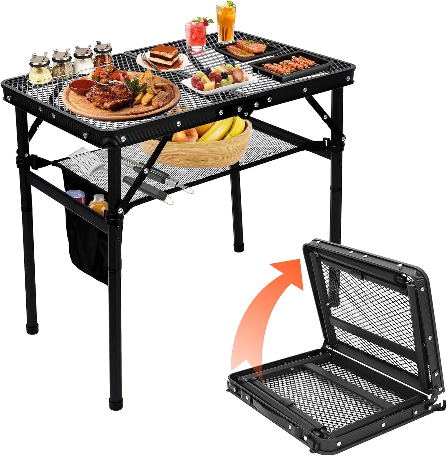 QuliMetal Portable Folding Grill Table for Camping & BBQ Use