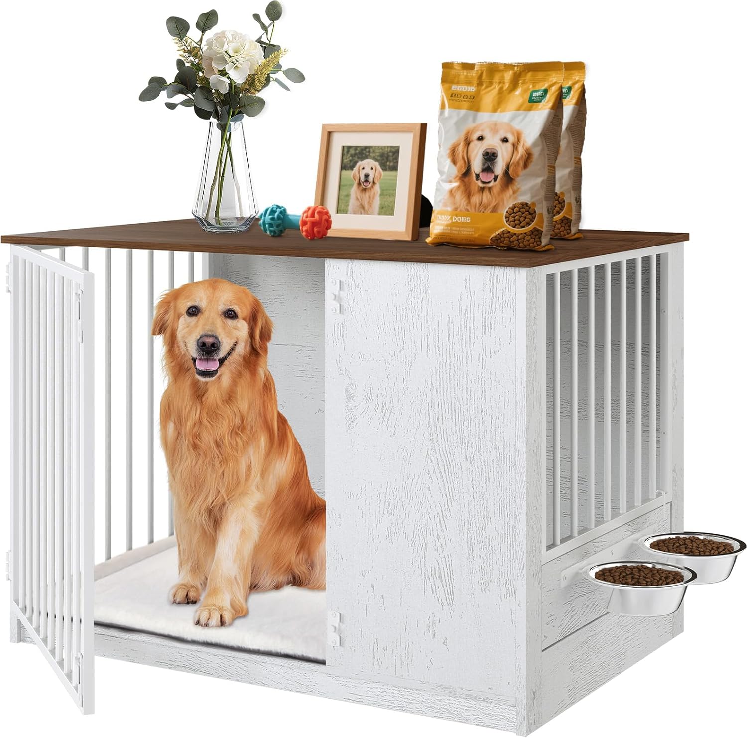 Stylish Dog Crate Furniture for Large Dogs with Swivel Door
