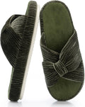 Chantomoo Memory Foam Corduroy Bow Crossband Slippers for Women - Cozy