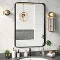 Bathroom Mirror for Over Sink 26x32 in Black Matte Arch - Stylish