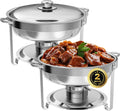 Chafing Dish Buffet Set of 2 Pack - Durable 5QT Round Stainless Chafer