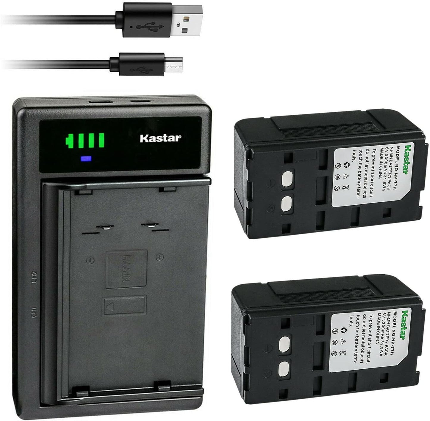 Kastar 2-Pack NP-77H Battery and LTD2 USB Charger for Sony Cameras