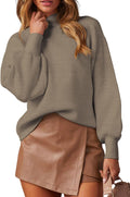 WEACZZY Women's Mock Neck Lantern Sleeve Sweater - Lightweight
