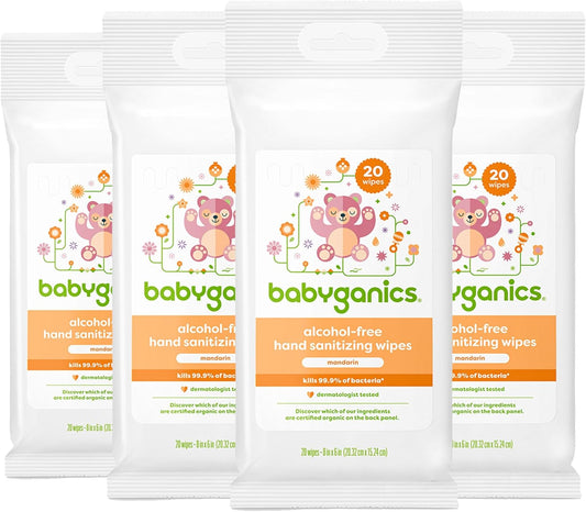 Babyganics Moisturizing Hand Sanitizing Wipes, Mandarin Scent, 80 ct