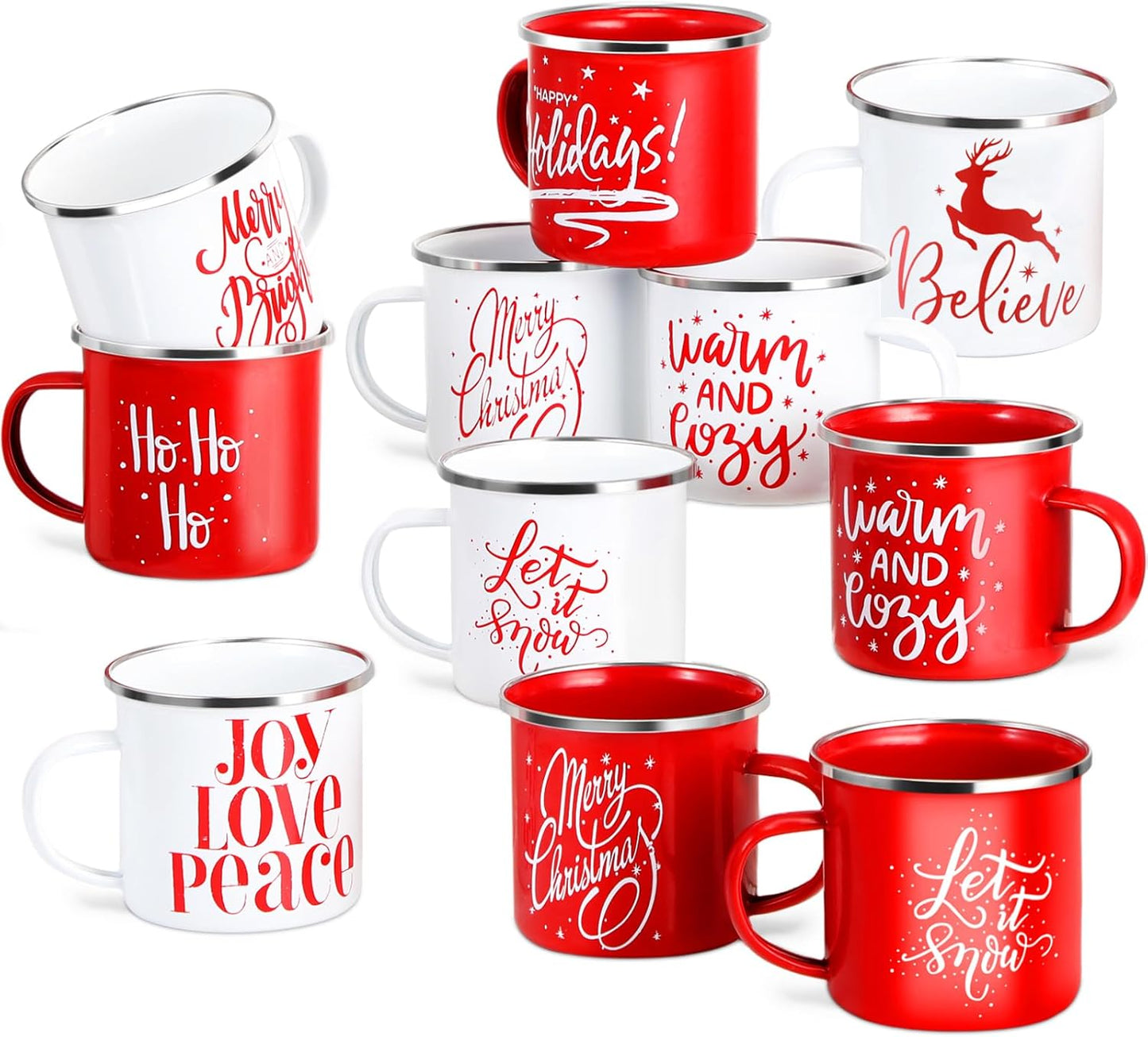 30 Pcs Christmas Enamel Mugs Bulk for Festive Celebrations
