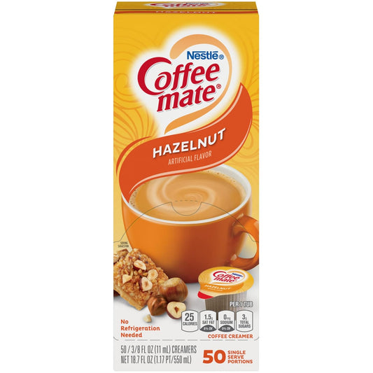 Nestle Hazelnut Creamer, 0.375oz, Convenient 50/Box