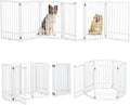 Metal Freestanding Dog Gate with Door 121in - Foldable Tall Pet Fence