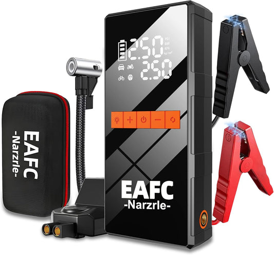 Portable Jump Starter 1000A 150PSI, Smart Cables, 3 Modes Flash