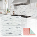 20 Sheets Peel and Stick Backsplash White Marble with Metal Silver