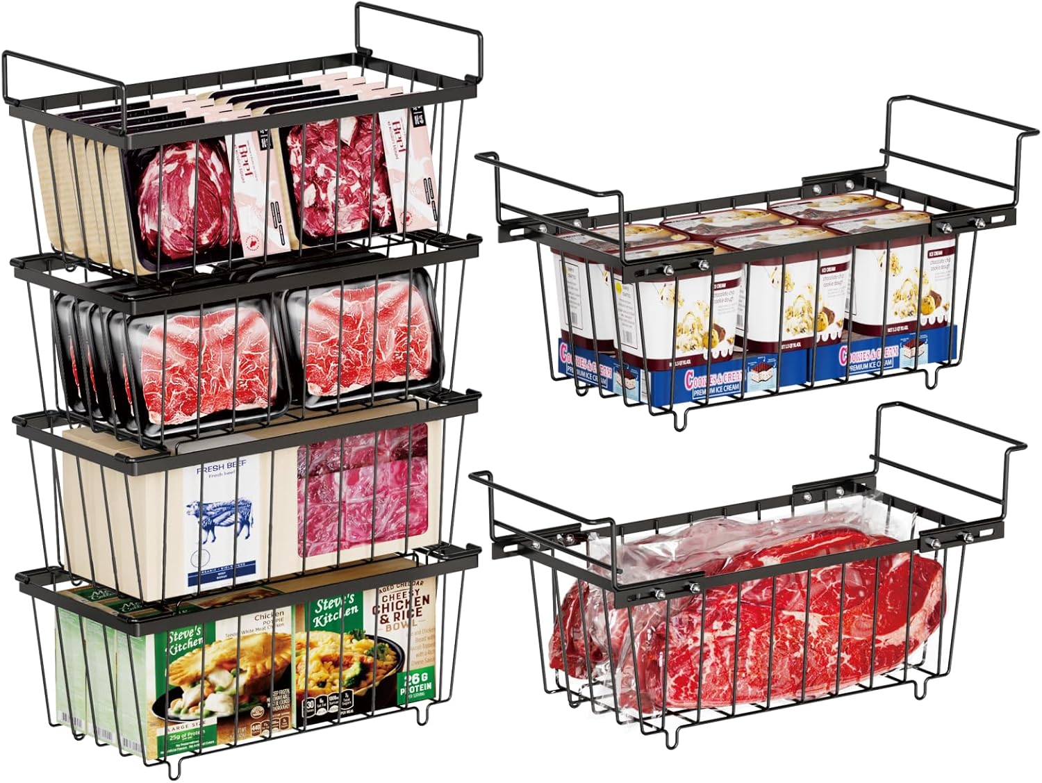 iSPECLE Freezer Organizer Bins for Efficient Chest Freezer Storage