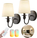 Battery Operated Wall Sconce Set of 2 - Rechargeable Dimmable LED
