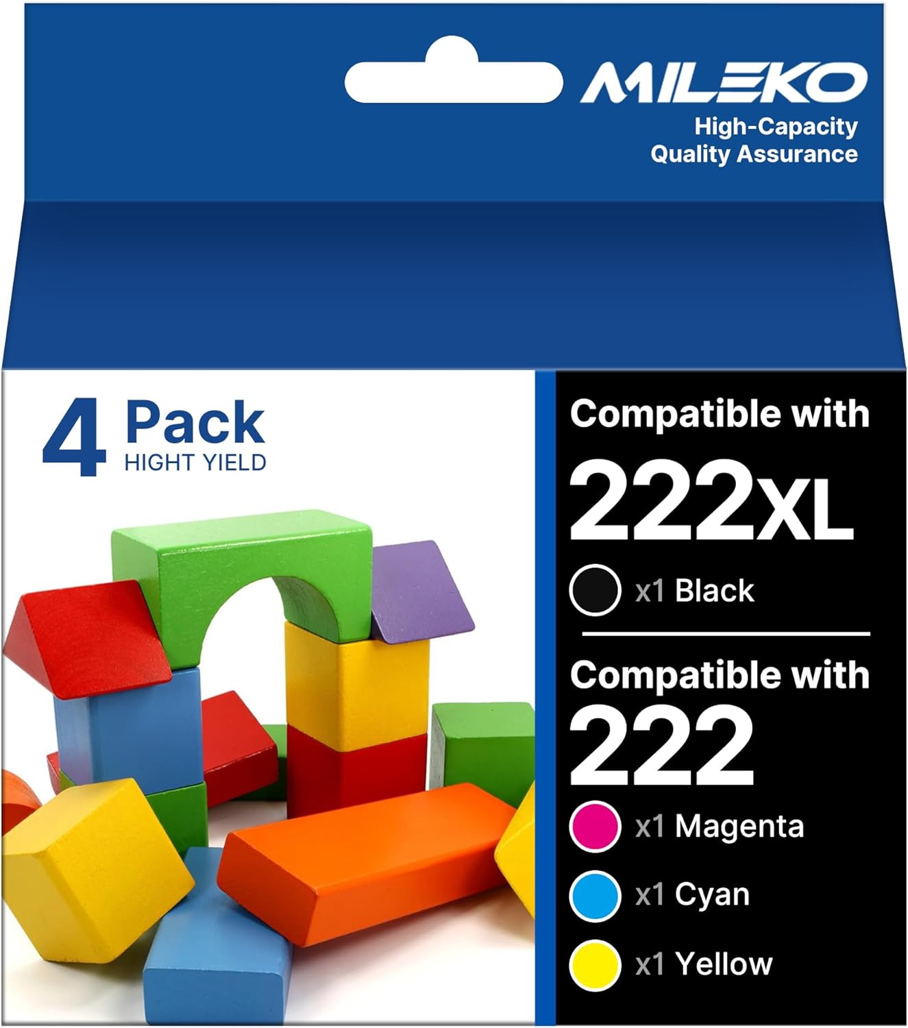 Remanufactured 222XL Ink Cartridges Combo Pack for Epson Printers