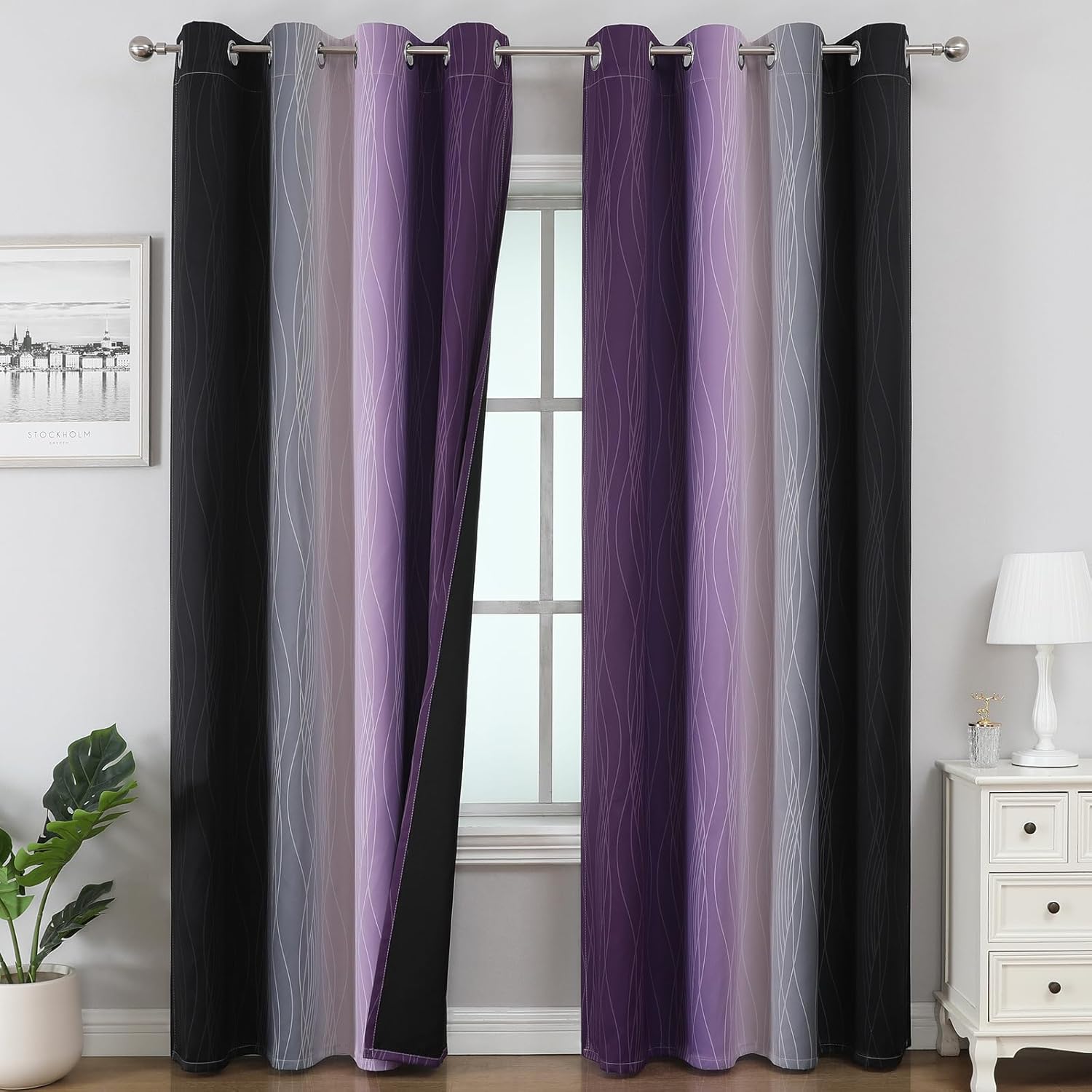Ombre Blackout Curtains for Bedroom and Living Room by Estelar