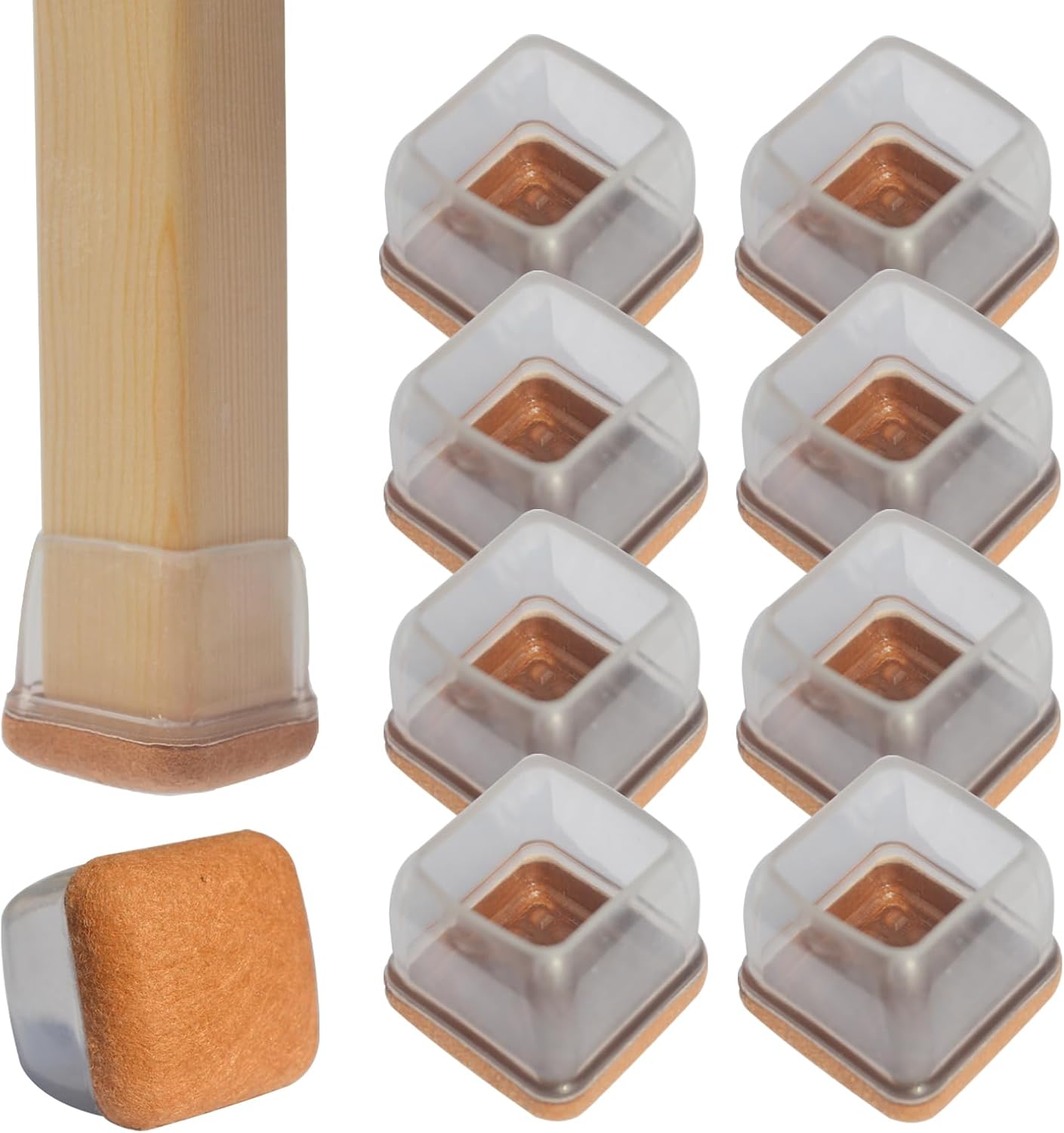 8 Clear Silicone Chair Leg Protectors - Anti-Scratch & Noise-Free Solution