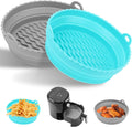 2 Pack Silicone Air Fryer Liners 8 in Foldable Pots - Reusable, Heat